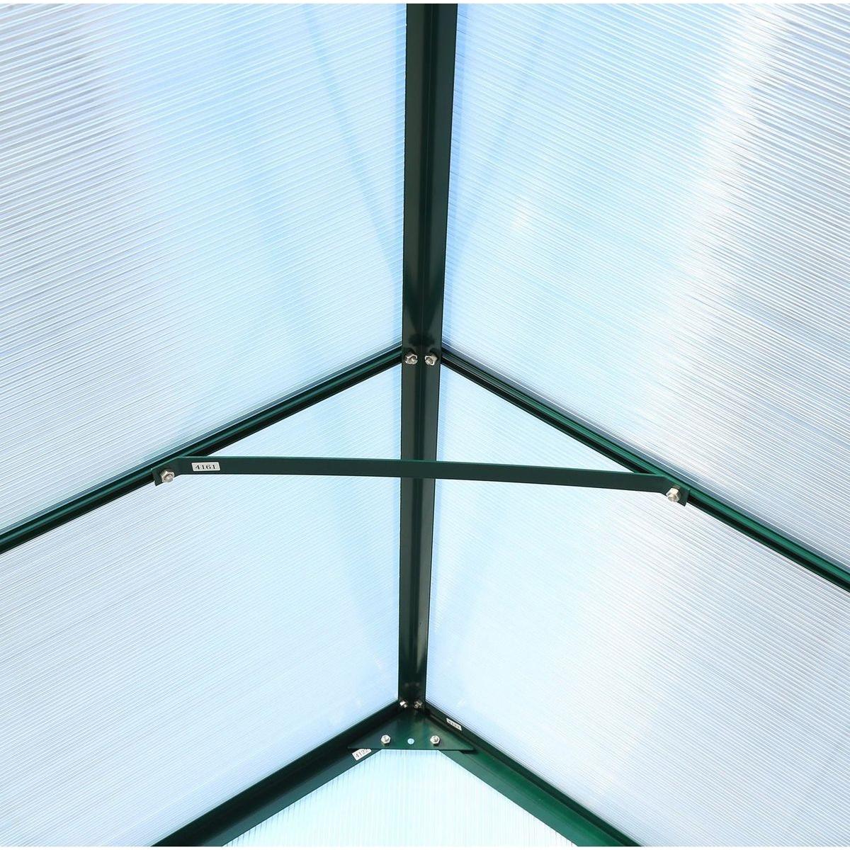 6.3'x6.2'x7' Polycarbonate Greenhouse, Heavy Duty Outdoor Aluminum Walk-in Green House Kit with Rain Gutter, Vent and Door for Backyard Garden, color green