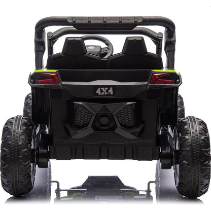 24V Two-Seater Kids Ride On UTV W/Parents Remote Control,Four-Wheel Suspension,Slow Start,Large wheel design,Anti-collision bar,Storage space,Music,USB,Bluetooth,Volume control,LED lights for Kids 3+.
