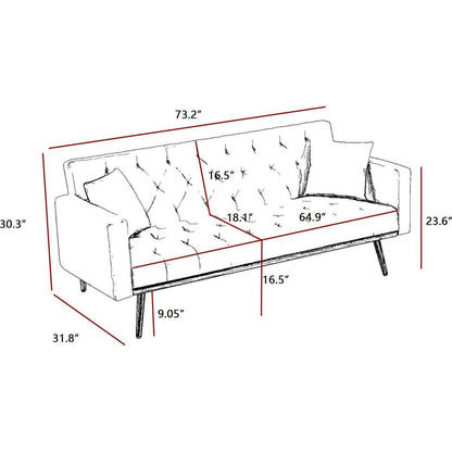 BLACK Convertible Folding Futon Sofa Bed, Sleeper Sofa Couch for Compact Living Space.