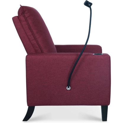 Recliner Chairs for Adults, Adjustable Recliner Sofa with Mobile Phone Holder & Cup Holder, Modern Reclining Chairs Fabric Push Back Recliner Chairs for Living Room, Bedroom, RED