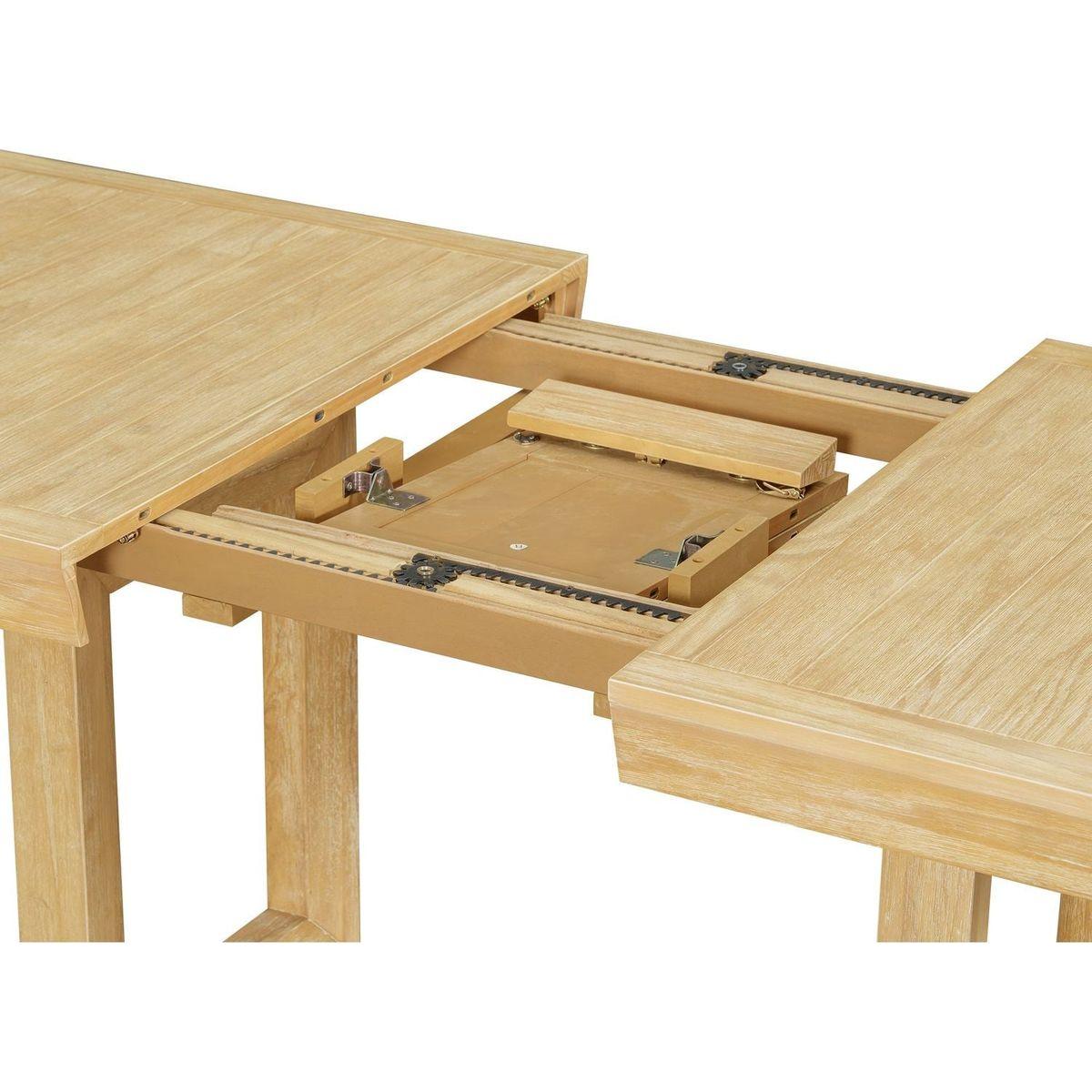 Traditional 7-Piece 72" Extendable Dining Table Set with 12inch Butterfly Leaf and 6 Upholstered Dining Table Set, Natural