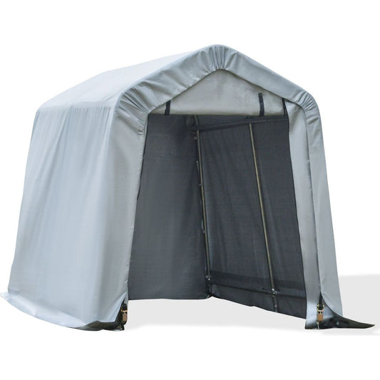 6' x 8' Carport Portable Garage, Heavy Duty Storage Tent, Patio Storage Shelter w/ Anti-UV PE Cover and Double Zipper Doors, for Motorcycle Bike Garden Tools, Light Gray