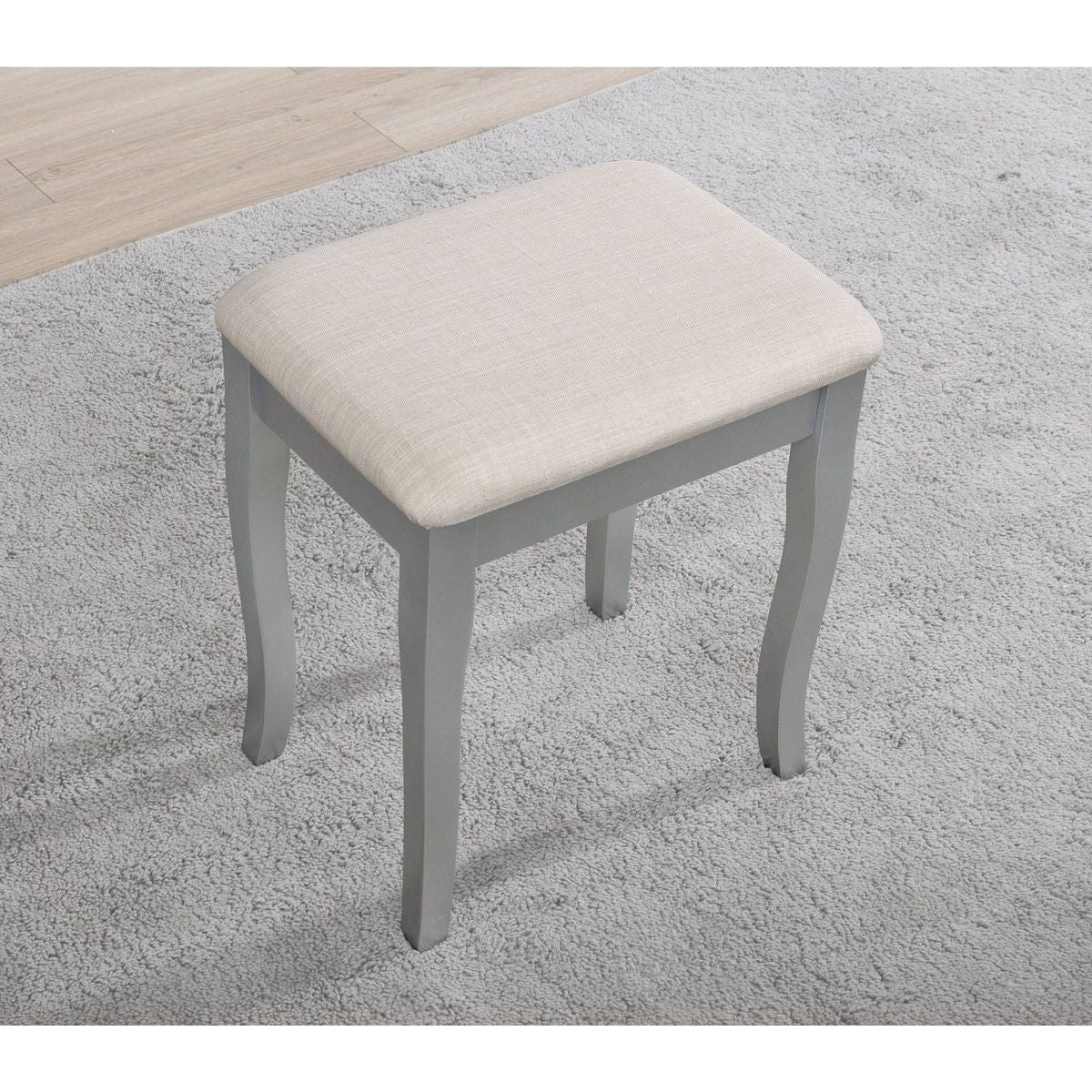 Sanlo Wooden Vanity Make Up Table and Stool Set, Silver