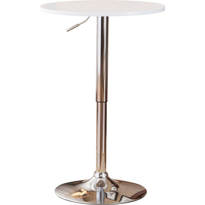 Adjustable Wood and Metal Bar Table in White - Streamdale Furniture