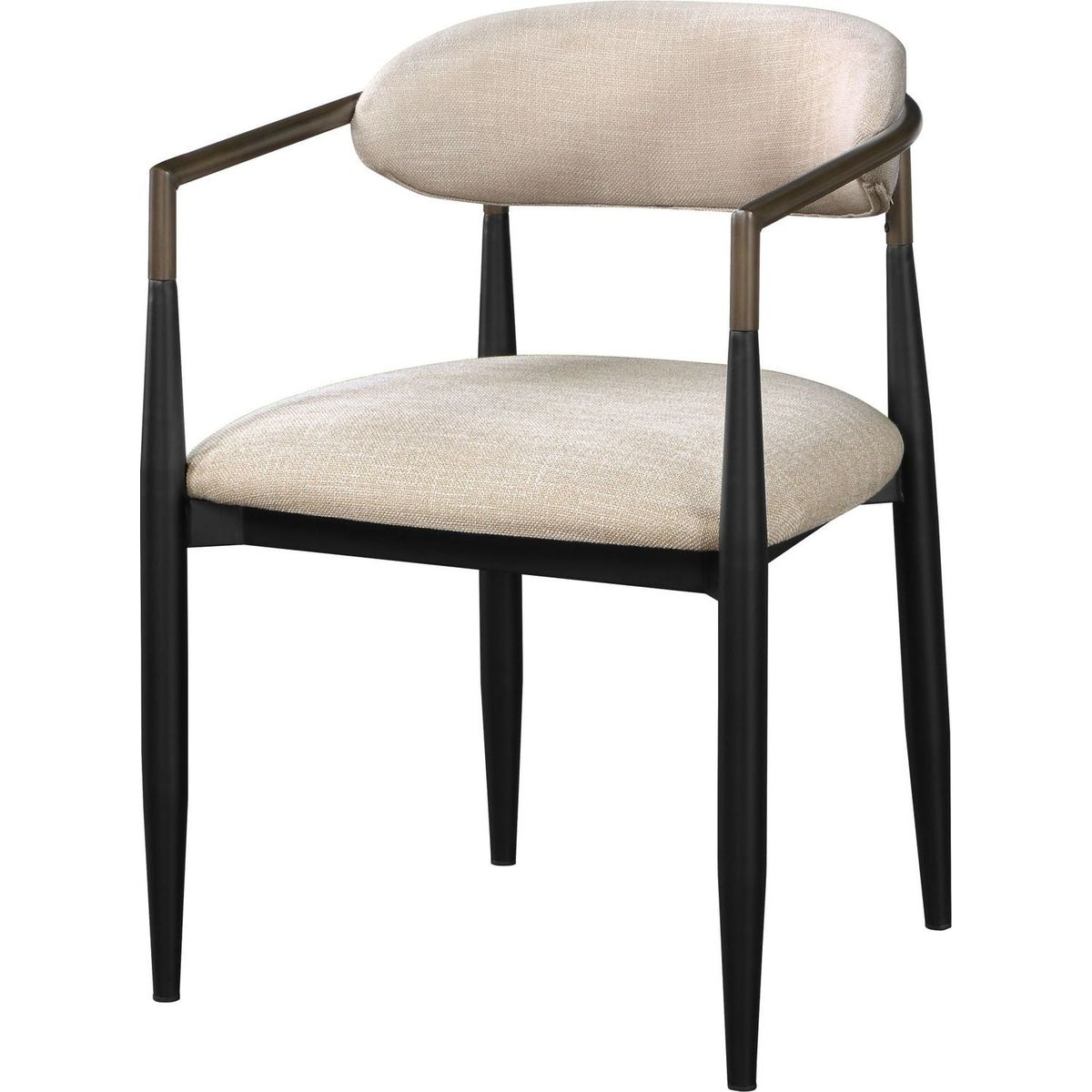 Jaramillo Side Chair (Set-2), Beige Fabric & Black Finish