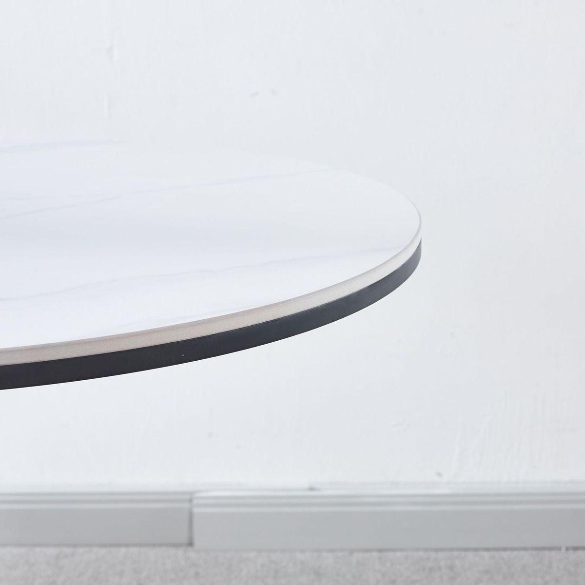 31.5"GOLDEN AND WHITE Tulip Table Mid-century Dining Table for 2-4 people With Round Mdf Table Top, Pedestal Dining Table, End Table Leisure Coffee Table,ceramic and MDF top - Streamdale Furniture