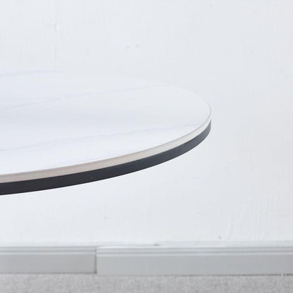 31.5"GOLDEN AND WHITE Tulip Table Mid-century Dining Table for 2-4 people With Round Mdf Table Top, Pedestal Dining Table, End Table Leisure Coffee Table,ceramic and MDF top - Streamdale Furniture