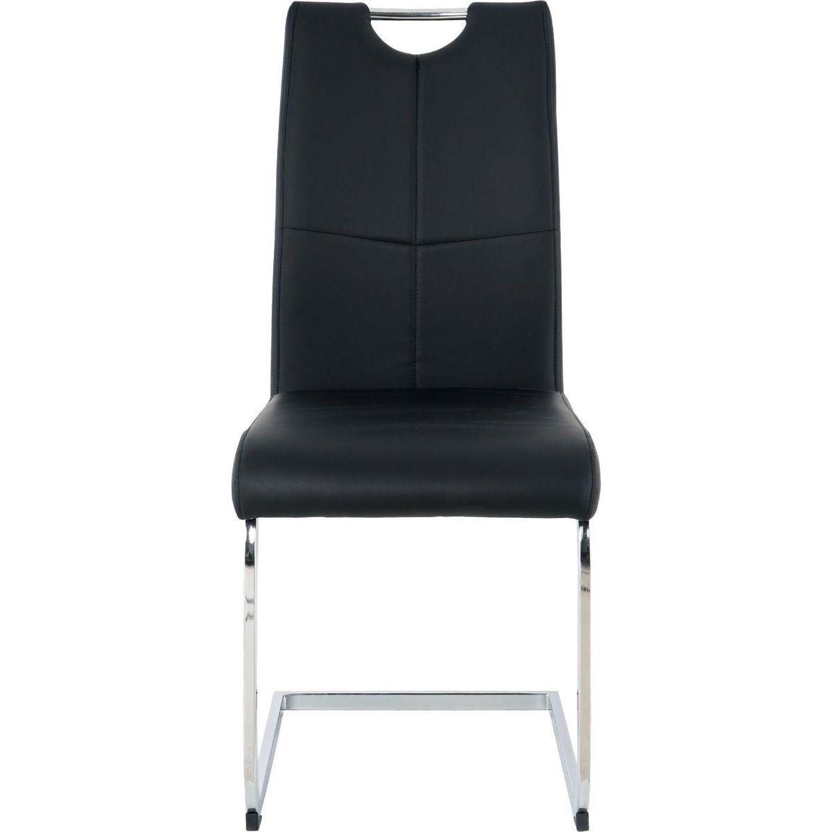 Modern Dining Chairs with Faux Leather Padded Seat Dining Living Room Chairs Upholstered Chair with Chrome Metal Legs Design for Kitchen, Living, Bedroom, Dining Room Side Chairs Set of 2