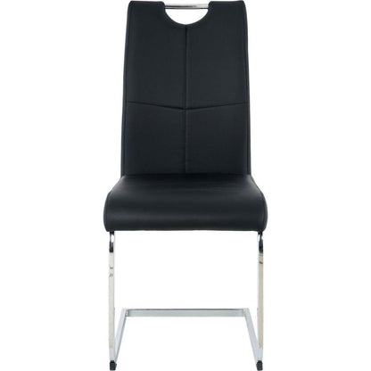 Modern Dining Chairs with Faux Leather Padded Seat Dining Living Room Chairs Upholstered Chair with Chrome Metal Legs Design for Kitchen, Living, Bedroom, Dining Room Side Chairs Set of 2