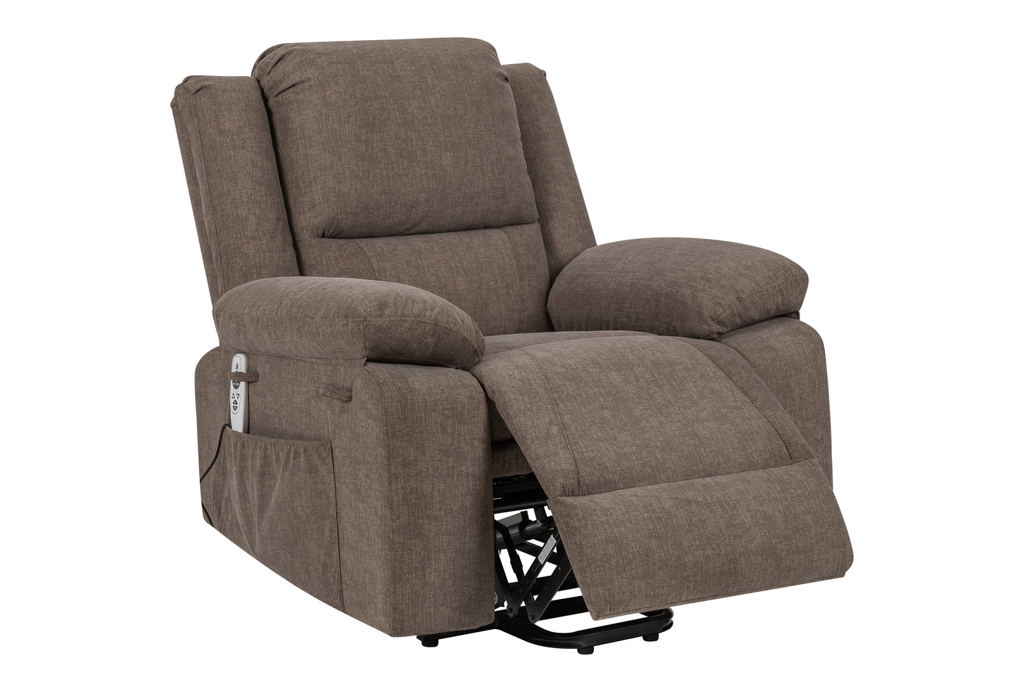 Electric Power Recliner Chair With Massage For Elderly, Remote Control Multi-function Lifting, Timing, Cushion Heating Chair With Side Pocket Brown