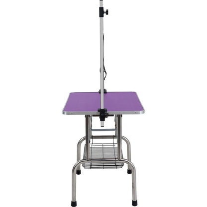 36" Folding Dog Pet Grooming Table Stainless Steel Frame Rubber Mat on Board with Adjustable Arm and Clamps pet dog Cat Grooming Table (PURPLE COLOR)