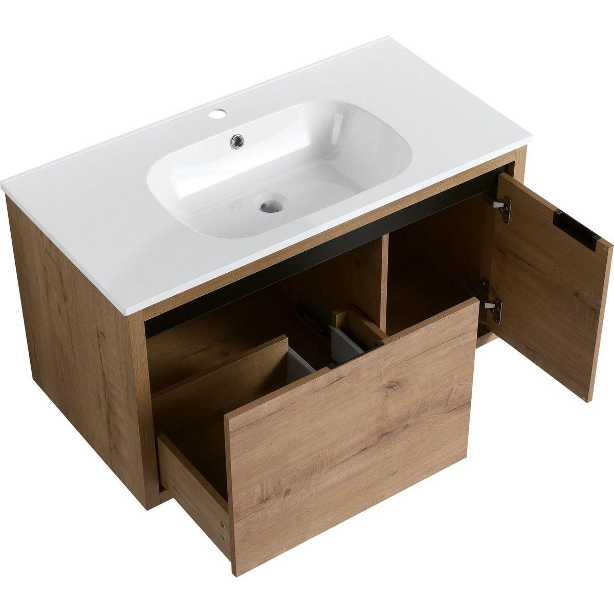 36 Inch Wall Mounted Bathroom Vanity With Gel Sink