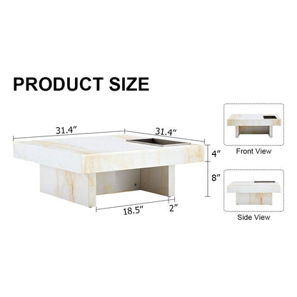 A modern and practical coffee table with imitation marble patterns, made of MDF material. The fusion of elegance and natural fashion 31.4"x 31.4"x 12 "