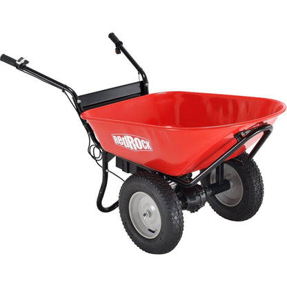 RedRock Wheelbarrow Utility Cart Electric Powered 24V DC 180W AGM Battery 330lbs (150kgs) Max Capacity Barrel Dump Material Debris Hauler