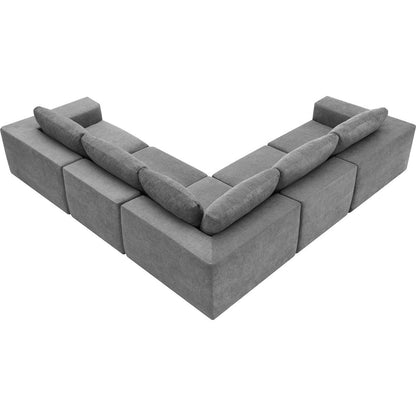 116x116" Modular L Shaped Sectional Sofa,Luxury Floor Couch Set,Upholstered Indoor Furniture,Foam-Filled Sleeper Sofa Bed for Living Room,Bedroom,5 PC Free Combination,3 Colors