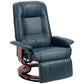 Faux Leather Manual Recliner with Swivel Wood Base, Blue