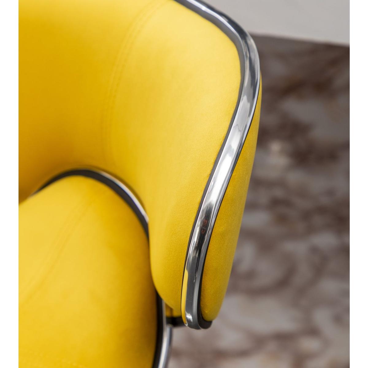 Masaccio Velvet Upholstered Adjustable Swivel Barstool, Set of 2, Yellow