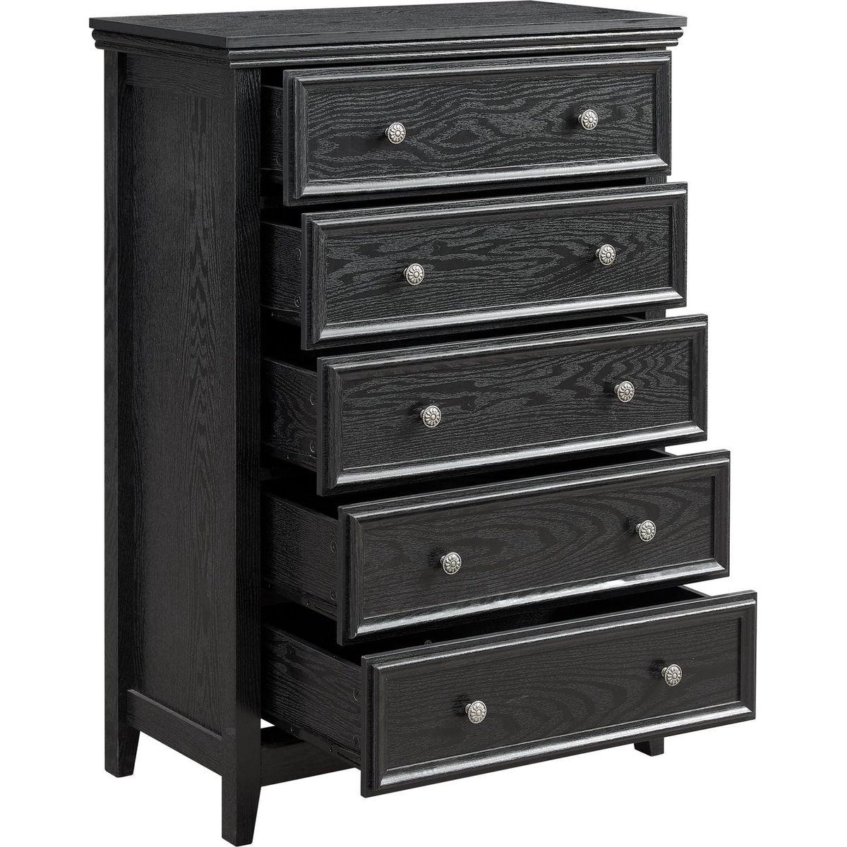 Modern 5 Drawers Dresser 5 Drawers Cabinet,Chest of Drawers Closet Organizers and Storage Clothes Storage Drawers Cabinet for Living Room, Farmhouse Dresser Organizer Black