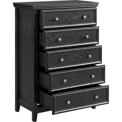 Modern 5 Drawers Dresser 5 Drawers Cabinet,Chest of Drawers Closet Organizers and Storage Clothes Storage Drawers Cabinet for Living Room, Farmhouse Dresser Organizer Black