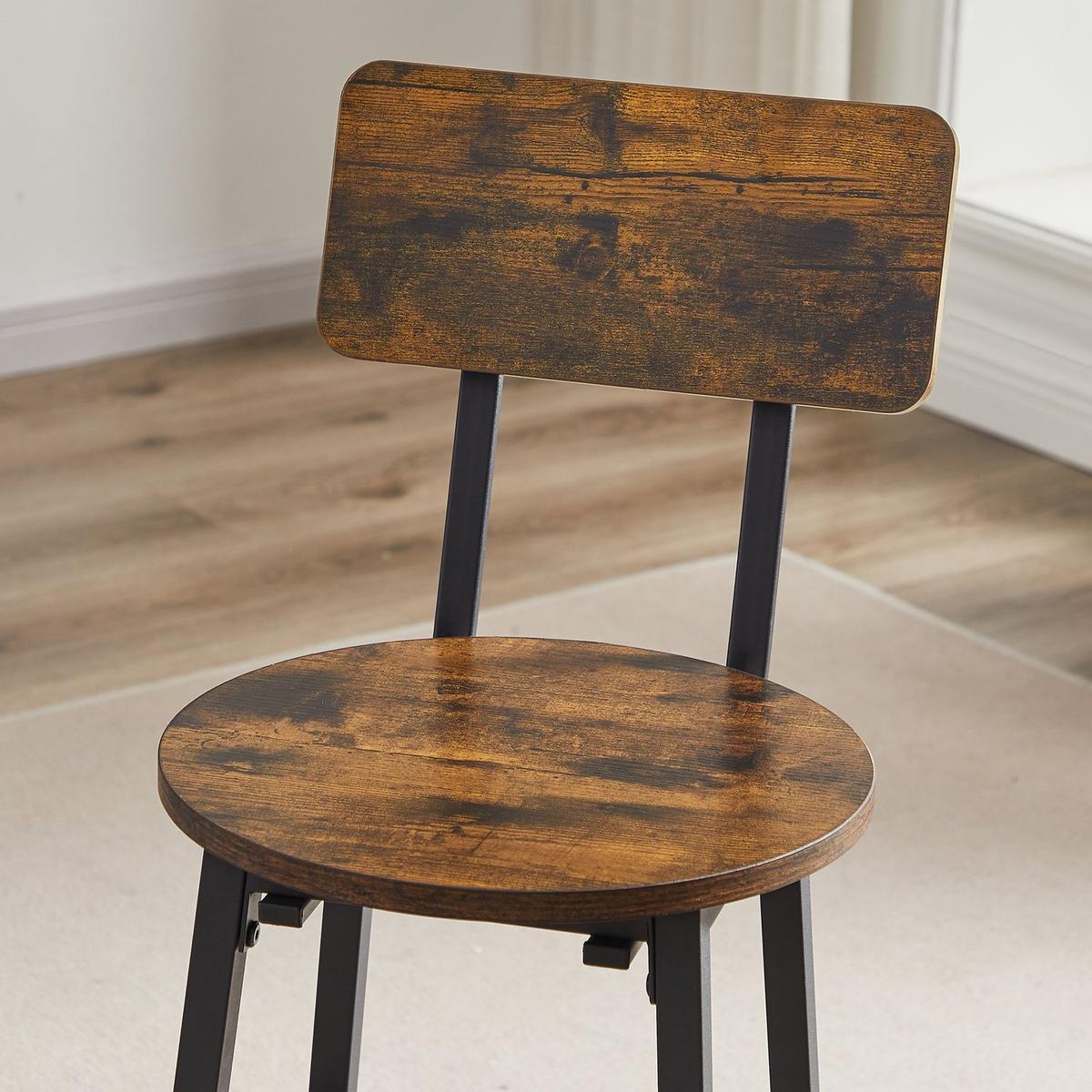 Bar Table Set with wine bottle storage rack. Rustic Brown, 47.24" L x 15.75" W x 35.43" H.