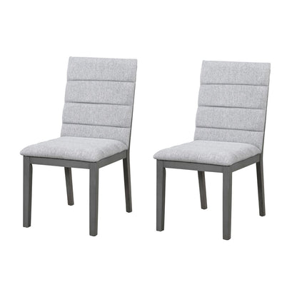 Oak Gray Finish & Tufted Upholstery Modern Dining Chairs Set of 2 – Sleek Comfort with Rubber Wood Frame