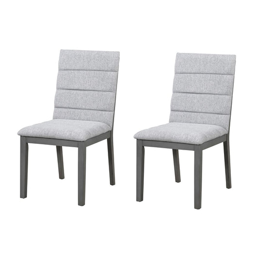 Oak Gray Finish & Tufted Upholstery Modern Dining Chairs Set of 2 – Sleek Comfort with Rubber Wood Frame