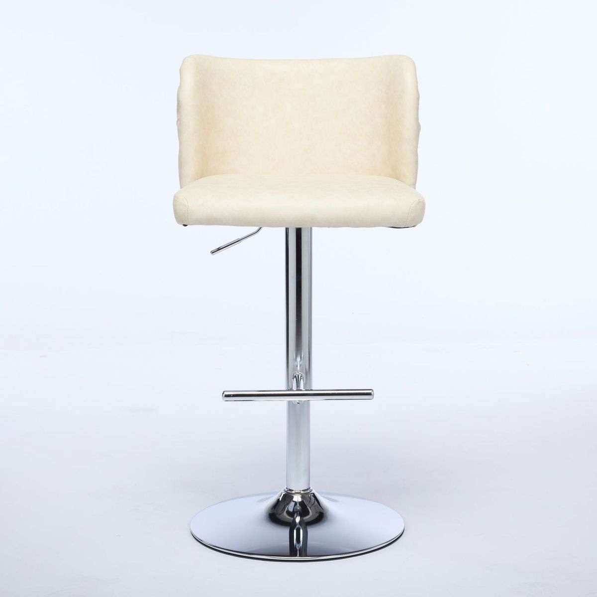 Swivel Barstools Adjusatble Seat Height With Chrome Base, Modern PU Upholstered Bar Stools with the whole Back Tufted, for Home Pub and Kitchen Island,Beige, Set of 2