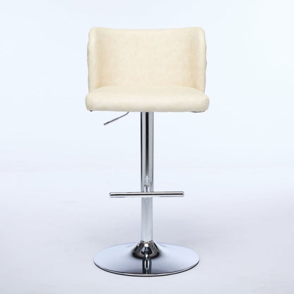 Swivel Barstools Adjusatble Seat Height With Chrome Base, Modern PU Upholstered Bar Stools with the whole Back Tufted, for Home Pub and Kitchen Island,Beige, Set of 2