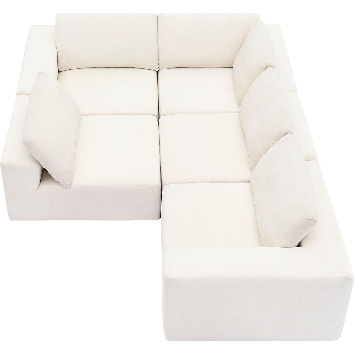 116x116" Modular L Shaped Sectional Sofa,Luxury Floor Couch Set,Upholstered Indoor Furniture,Foam-Filled Sleeper Sofa Bed for Living Room,Bedroom,5 PC Free Combination,3 Colors