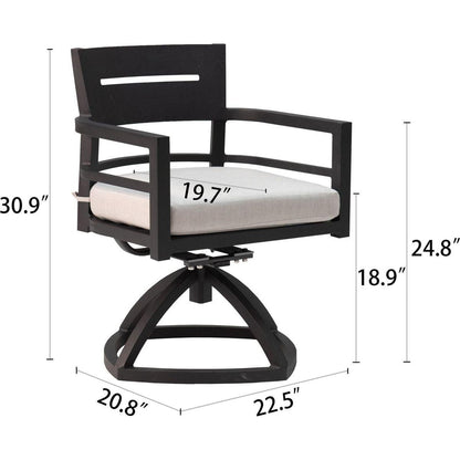 Outdoor Patio Aluminum Swivel Rocker 2PCS with Outdoor-grade Sunbrella Fabric Cushions, Ember Black