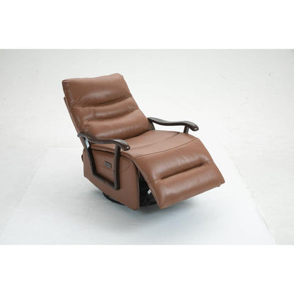 Swivel Rocker Recliner Power Glider Chair with Solid Wood Armrests - Extra Wide Reclining Sofa Chair Upholstered Faux Leather Living Room Single Sofa 350 lbs