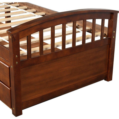 Twin Size Platform Storage Bed Solid Wood Bed with 6 Drawers