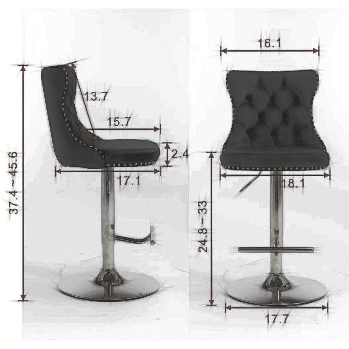 Swivel Velvet Barstools Adjusatble Seat Height from 25-33 Inch, Chrome base Bar Stools with Backs Comfortable Tufted for Home Pub and Kitchen Island, Purple,Set of 2