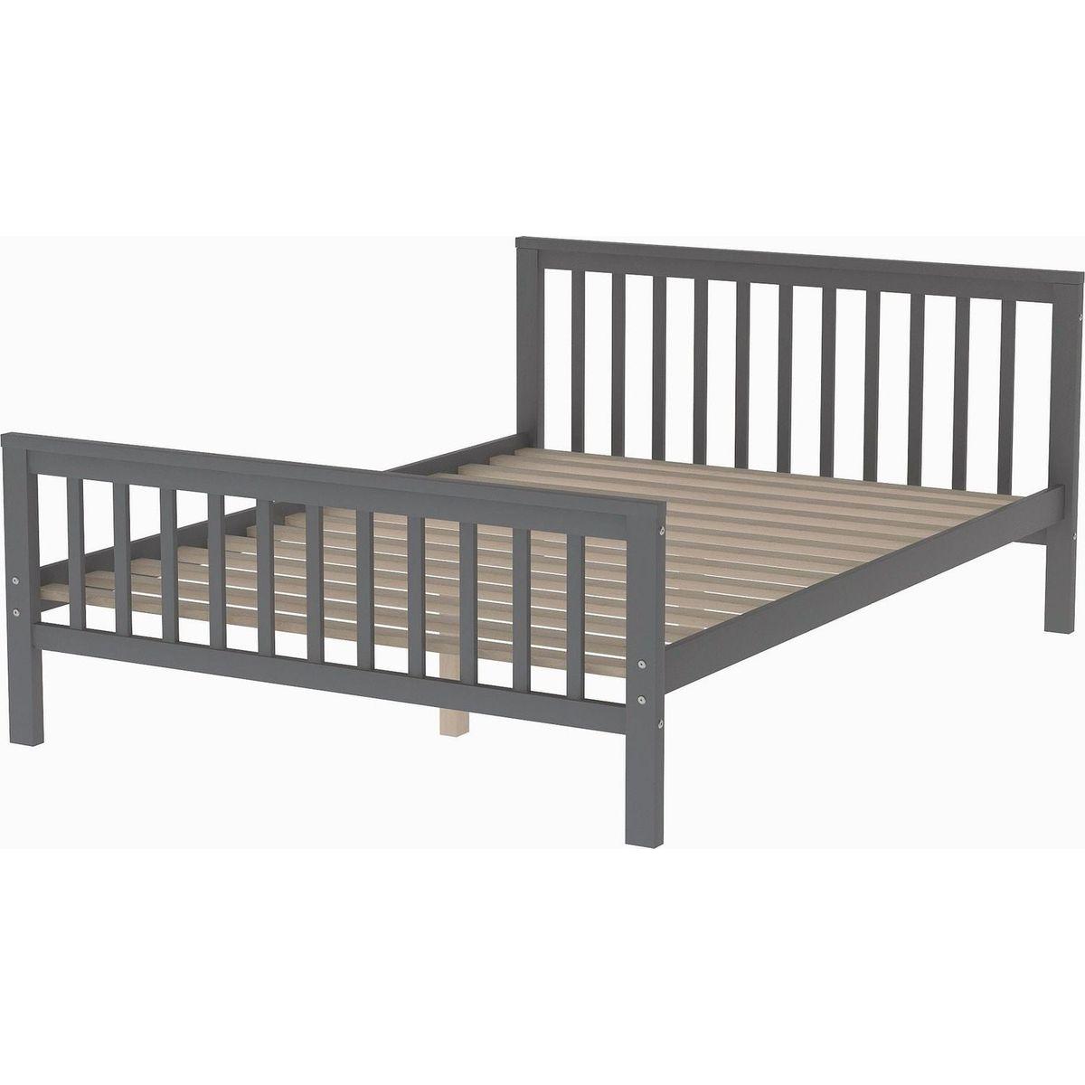 Twin over Full Loft Bed with Staircase,Gray