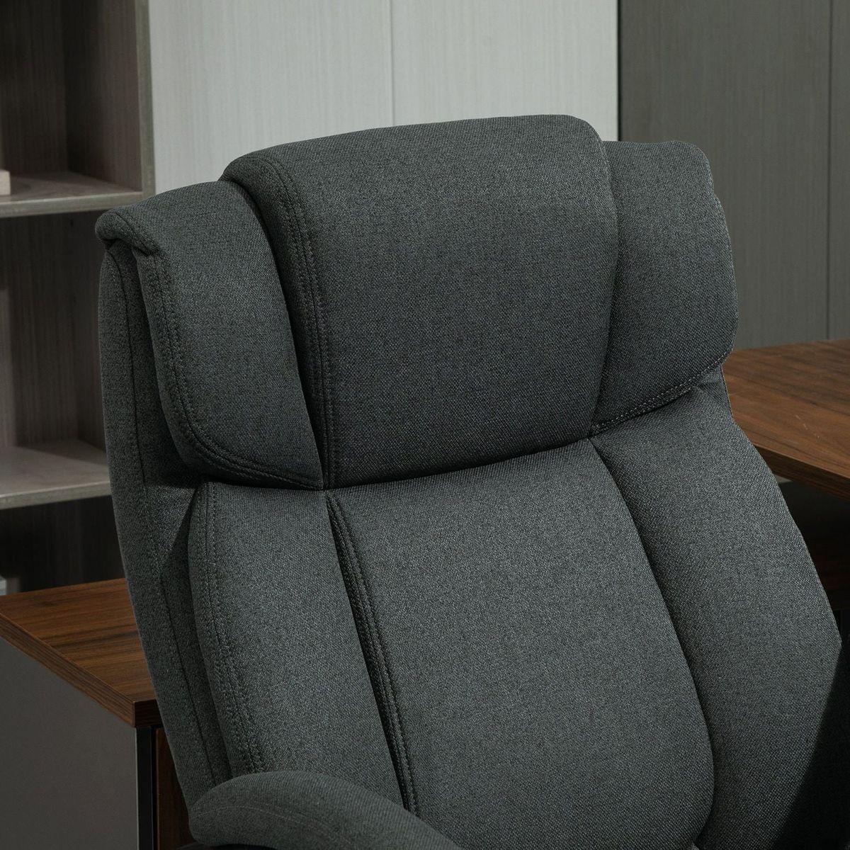 Vinsetto High Back Big and Tall Executive Office Chair 484lbs with Wide Seat, Computer Desk Chair with Linen Fabric, Adjustable Height, Swivel Wheels, Charcoal Grey