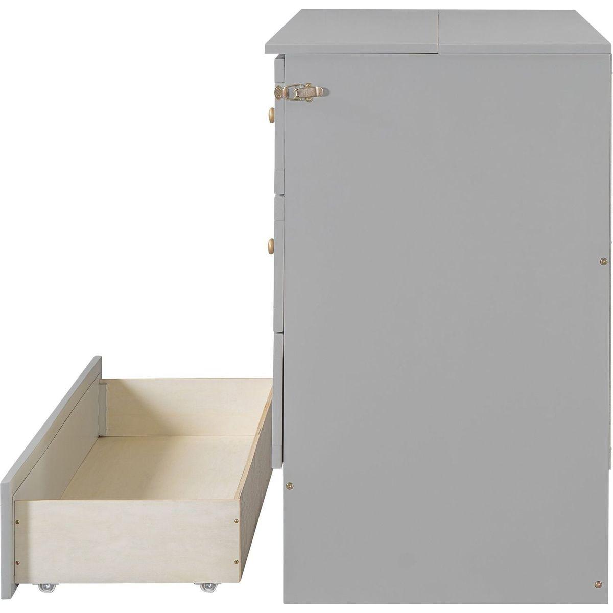 Full Size Murphy Bed with Large Drawers,Gray