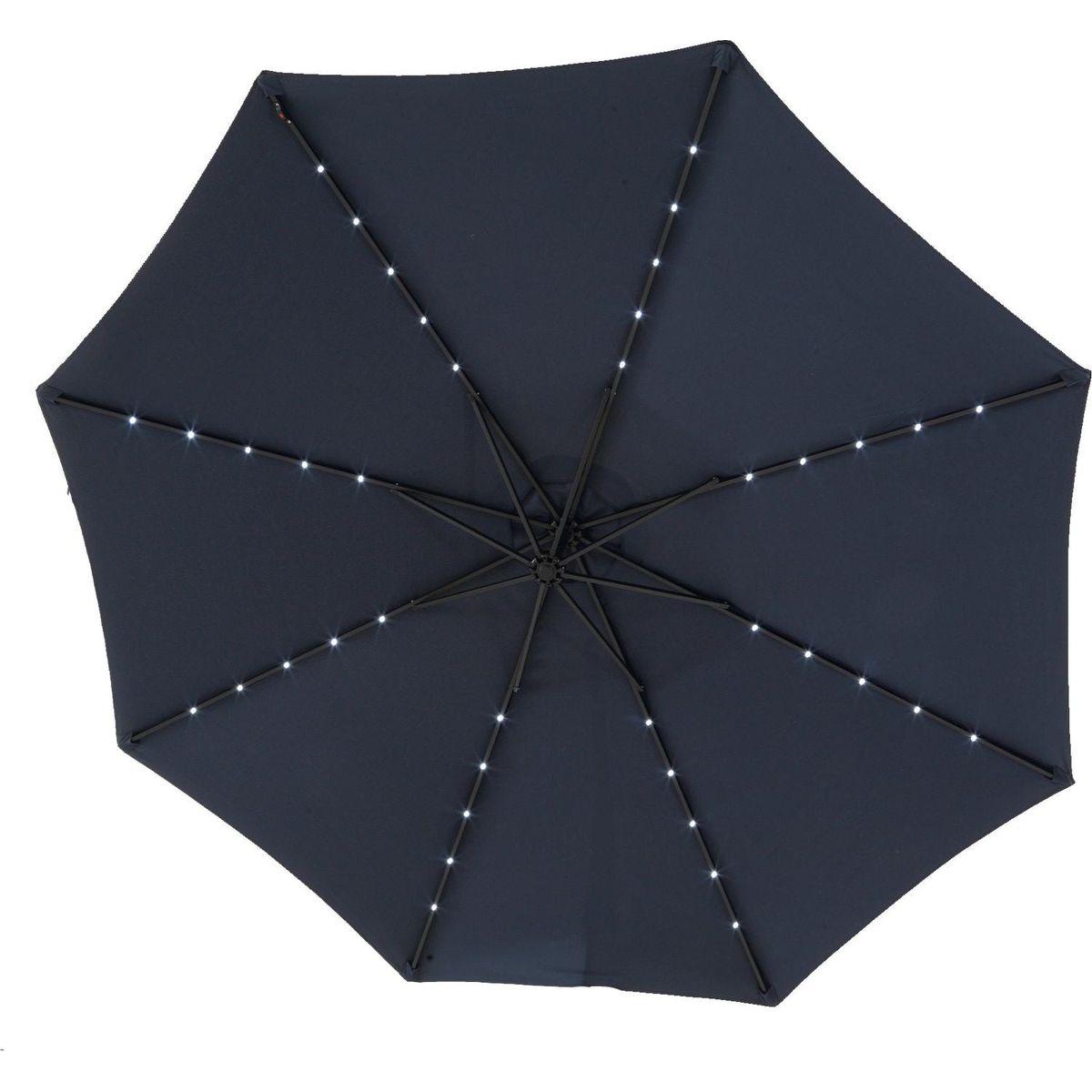 10ft Solar LED Offset Hanging Market Patio Umbrella (Navy blue)