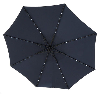 10ft Solar LED Offset Hanging Market Patio Umbrella (Navy blue)
