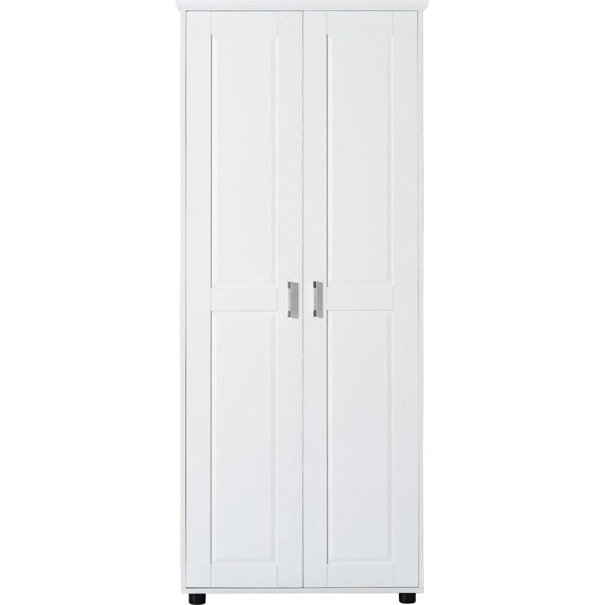 Storage Cabinet with Two Doors for Bathroom, Office, Adjustable Shelf, MDF Board, White
