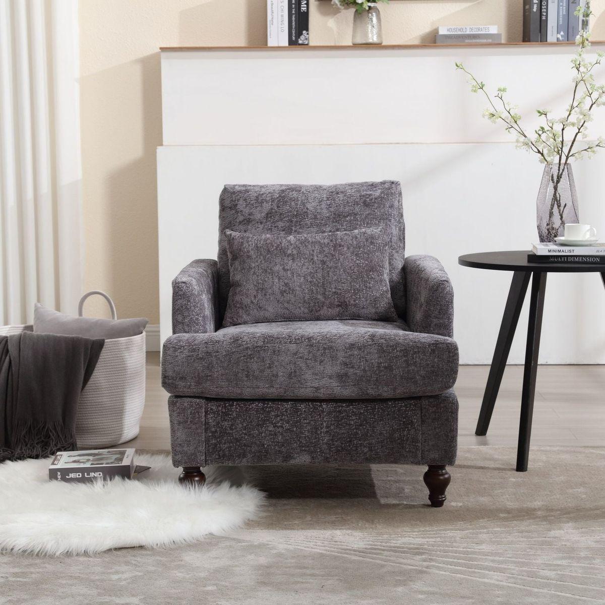 Wood Frame Armchair, Modern Accent Chair Lounge Chair for Living Room