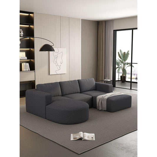 104.32x70.86 Modular Sectional Sofa Sleeper Couch, Sectional Sofa with Chaise and Ottoman, Convertible U Shaped Modular Sofa Set. Compressed sponge, Dark Grey (Combo A+B+C+D)