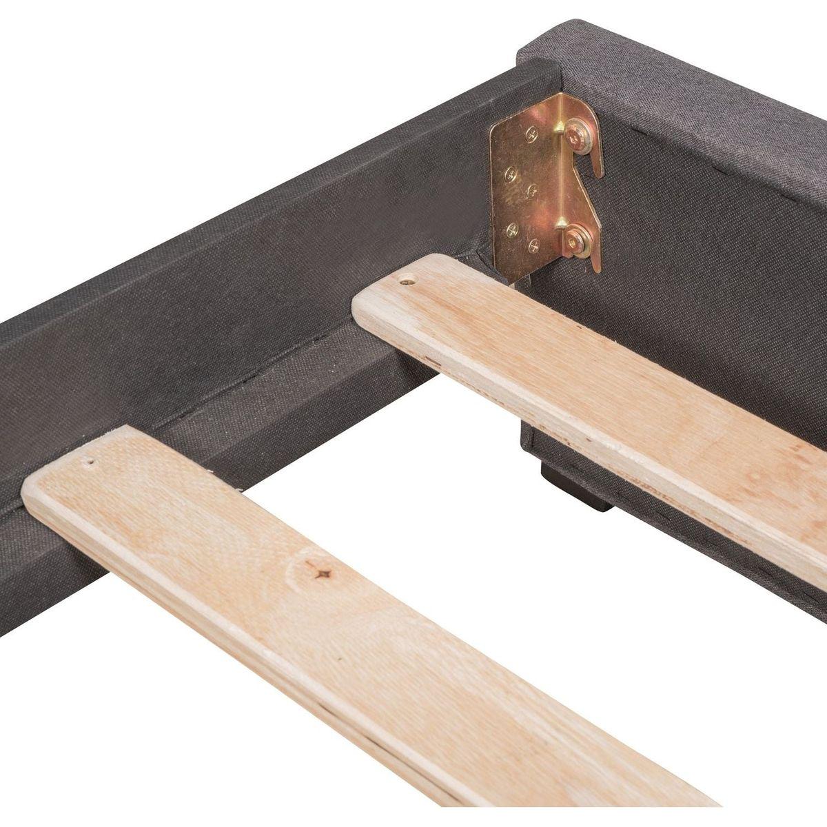 Upholstered Daybed with 2 Storage Drawers Twin Size Sofa Bed Frame No Box Spring Needed, Linen Fabric (Gray)