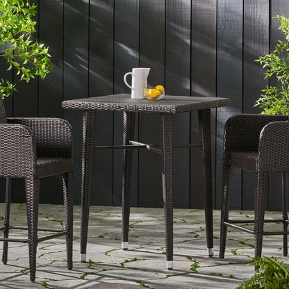 32" SQUARE WICKER BAR TABLE