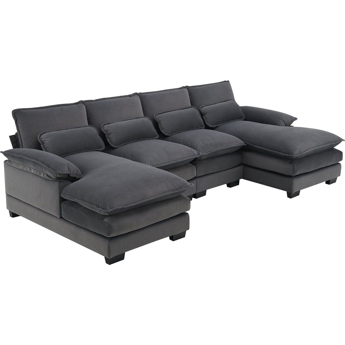 109.8x55.9" Modern U-shaped Sectional Sofa with Waist Pillows,6-seat Upholstered Symmetrical Sofa Furniture,Sleeper Sofa Couch with Chaise Lounge for Living Room,Apartment,2 Color