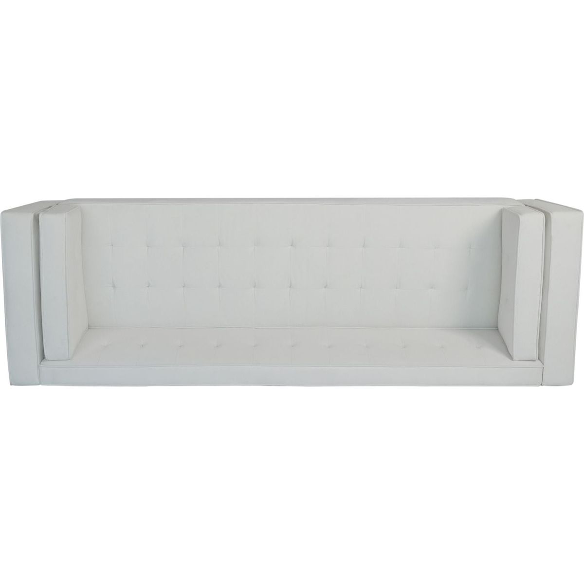 3-Seater Sofa, Upholstered Tufted Coach, Velvet Sofa, Ivory White