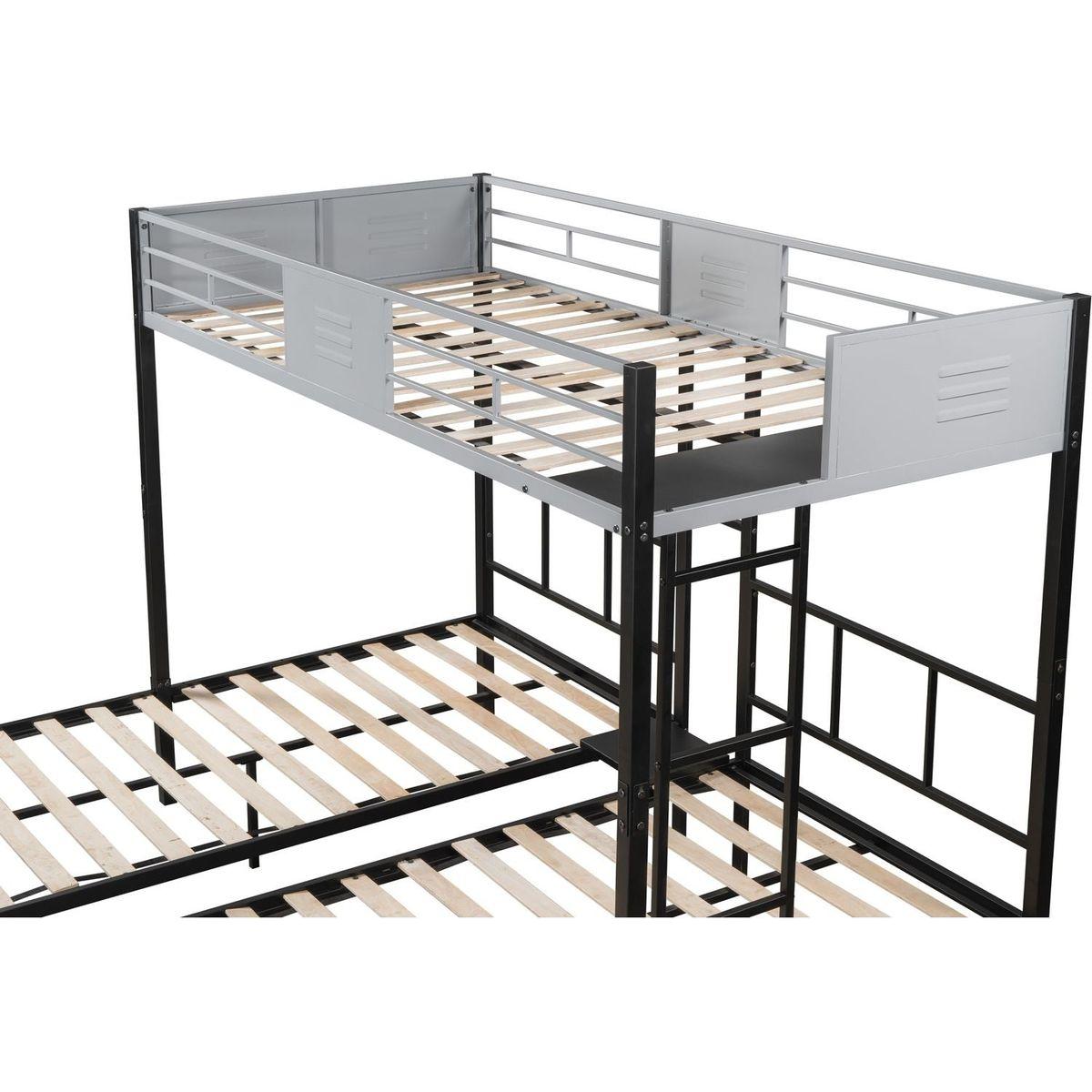 Triple Bunk Bed with Vent Board/ Sturdy Metal Frame/ Noise-Free Wood Slats/ Separatable into three beds/ No Box Spring Needed