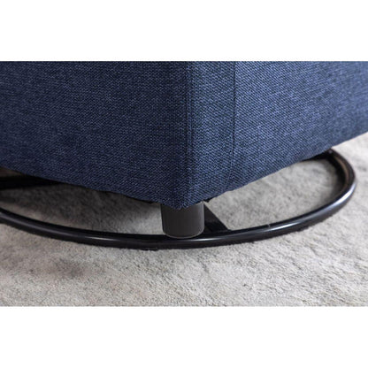 Linen Fabric Swivel Rocking Chair Gilder Chair With Pocket,Navy Blue