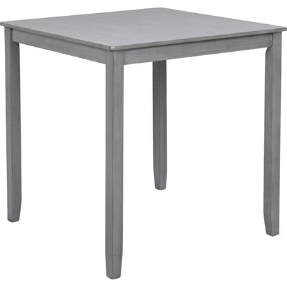 5 Piece Dining Table Set, Wooden Dining Square Table Set for 4, Counter Height Kitchen Table Set with Square Table and 4 Upholstered Chairs for Small Space, Gray - Streamdale Furniture