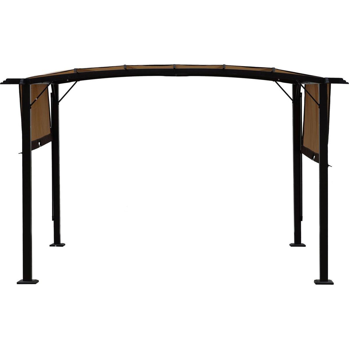 12 x 9 Ft Outdoor Pergola Patio Gazebo,Retractable Shade Canopy,Steel Frame Grape Gazebo,Sunshelter Pergola for Gardens,Terraces,Backyard-Beige