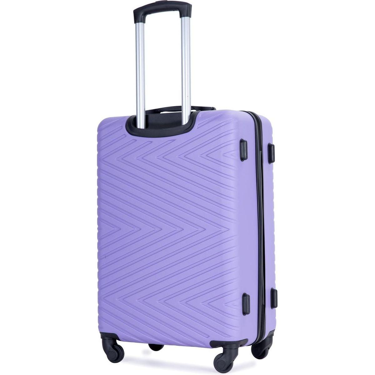 luggage 4-piece ABS lightweight suitcase with rotating wheels, 24 inch and 28 inch with TSA lock, (16/20/24/28) LIGHT PURPLE